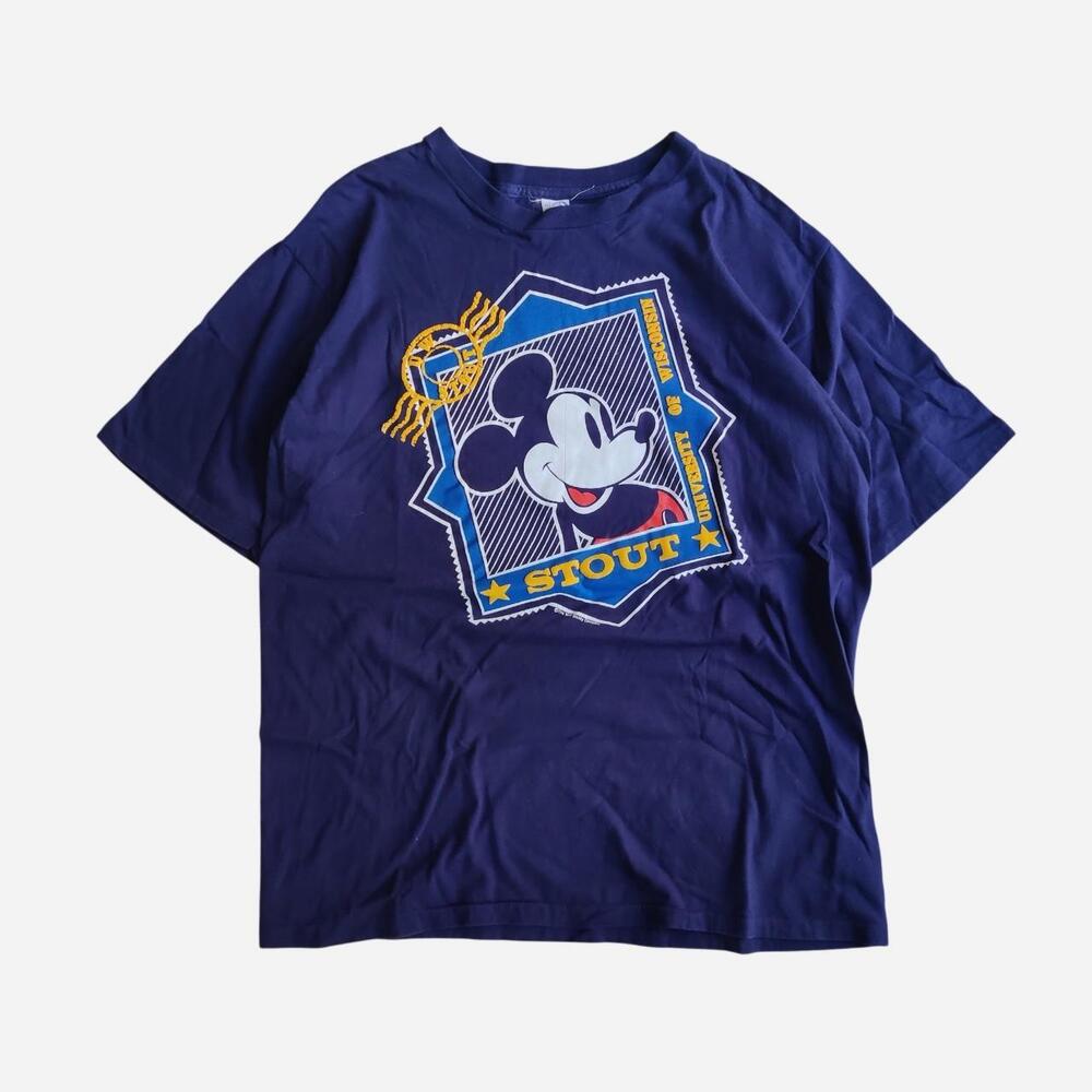 Vintage 90s Disney Mickey Mouse Stout Beer Cotton T-Shirt